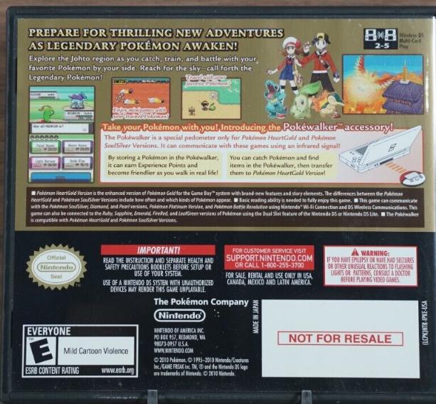 Pokemon HeartGold Version [Not For Resale] - Nintendo DS
