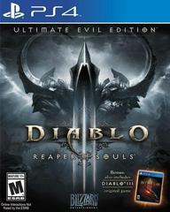 Diablo III: Reaper of Souls game cover for PS4 with dark and metallic design.