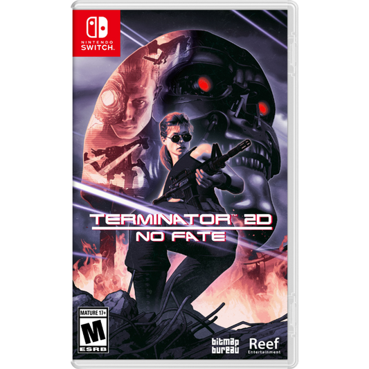 Game box for 'Terminator 2: Judgment Day' on Nintendo Switch with robot and human figure design.