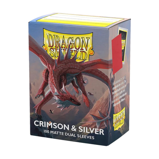 Dragon Shield Dual Matte Sleeves - Crimson & Silver - 100ct - Card Sleeve(s)